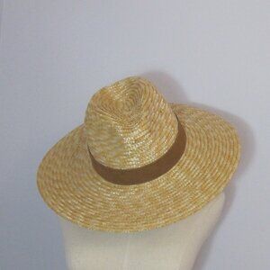 GIGI PIP Isla Straw Fedora Hat Suede/Leather Band Adjustable Coastal Cowgirl